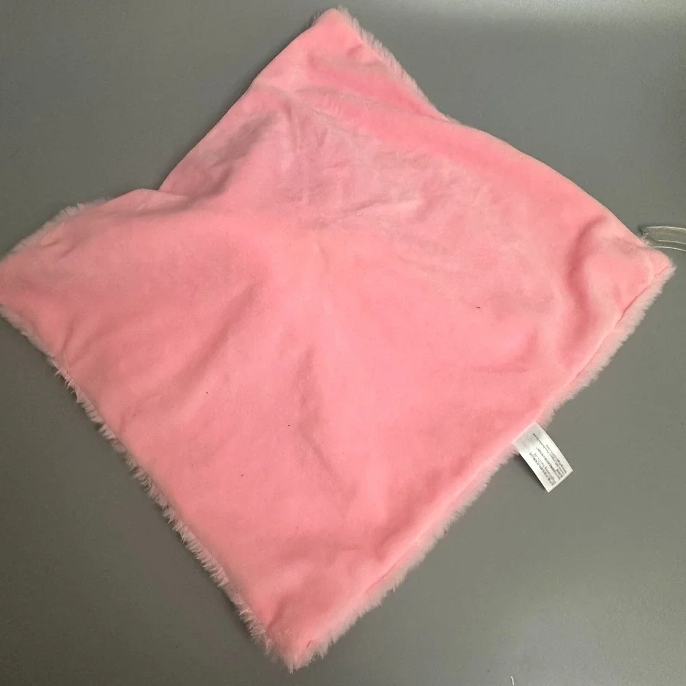 Apricot Lamb Pink Bunny Rabbit Baby Security Blanket Lovey Plush Faux Fur Pink